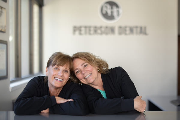 adult woman smiling happily